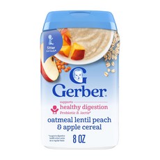 Gerber 프로바이오틱 오트밀 시리얼 복숭아 사과 227g(8oz), 3개, 복숭아 사과맛, 227g