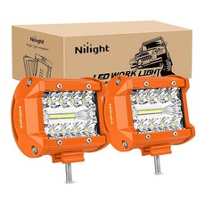 Nilight 18021F-B 2PC 10.2cm(4인치) 트리플 로우 조명 60W 플러드 스팟 콤보 6000LM 바 운전 보트 Led 오프로드 트럭, 화이트 라이트가 있는 앰버 쉘 2개