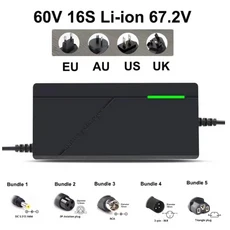 36V 48V 72V 충전기 2A 3A 5A 10S 리튬 배터리 팩 미국EUAU영국 플러그 54.6V 스마트 고속, 01 번들 5, 03 2A, 04 60V 16S Charger