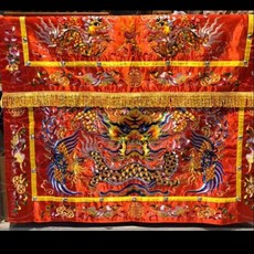 3尺5寸 全平繡 桌裙 精緻刺繡工藝 適用多種桌面 保護桌面防刮耐磨, 1個, 紅色