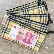 現金存放袋 大額現金袋 信封收納袋 發工資袋 文件袋, 1個, 蘇格蘭紋格子袋 1個裝 , 防水內裏