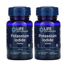 Life Extension Potassium Iodide 라이프 익스텐션 요오드화 칼륨 130mg 14베지테리언 타블렛 2팩, 14정, 2개