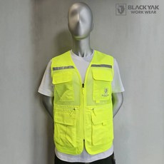 블랙야크 워크웨어 재귀반사 형광컬러 8포켓 고급형 안전조끼 매쉬베스트