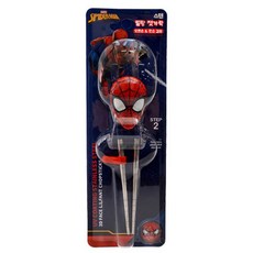 마블 스파이더맨 입체페이스 교정 스텐젓가락 2단계 양손가능, 블루 혼합, 1개