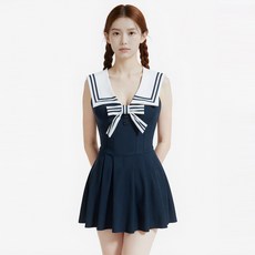 LIULU新款甜美學院風海軍領無袖甜美學院風海軍領無沙灘度假泳衣