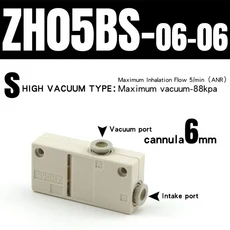 SMC ZH05B ZH07B ZH10B ZH13B 공압 진공 발생기 ZH05BS-06-06 ZH07BS-06-06 ZH10BS-06-06 ZH13BS-08-10, [01] ZH05BS-06-06, 1개
