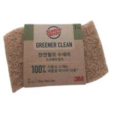 스카치브라이트 3M 그리너클린 천연펄프 수세미 스크래치방지용, 2개입, 1개