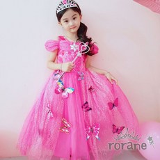 아동드레스 여아 나비 핑크 반팔 공주드레스