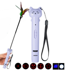 씨엔와우 고양이 낚시대 레이저 LED 다기능 장난감 4 IN, 1세트, 보라색+낚시대