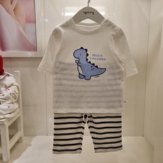 아가방 NC엑스코점 2026 여름신상! 부드러운 촉감 무형광 면100% 데일리 편한 귀여운 공룡 닉스 7부 내의! 아기 실내복 유아 칠부 상하세트 어린이집 등원룩 출산선물 추천