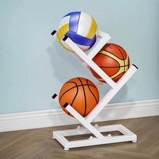 배구 정리 축구 진열대농구 삼중지휠23 전시 받침대 스포츠 공보관대, 1개, 3칸 화이트