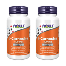 NOW Foods L-肌肽膠囊 500mg, 50顆, 2罐