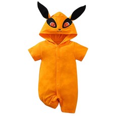 RELABTABY 귀여운 아기 남아 여아 롬퍼 신생아 애니메이션 우주복 유아 할로윈 코스프레 점프수트 의상 오렌지-반소매100321