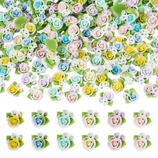 FASHEWELRY 60피스 로즈 플라워 레진 카보숑 컬러풀 플랫 백 스프링 3D 글리터 파우더 스크랩북 장식 헤어 클립 브로치 제작 폰 케이스 29x29x10mm 178275, Flowe 부케 혼합 색상