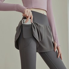 BYMSPORT 여성 일체형 반바지 긴 레깅스 주머니 기능성 스포츠팬츠