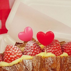 생일케이크 하트초 7개입 핑크로즈 버라이어티 파티용품, 단품, 상세페이지 참조, 1개