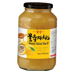 꿀 유자 차 1kg 달콤한 선물용 국산 병 유자 차 벌꿀 샐러드 드레싱 차대용 에이드 베이스 따뜻한 과일청, 1