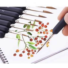 세필붓세트 화홍수채화 사군자 정밀화 캘리그라피 둥근붓 세밀화붓 서예용품 11종, 상세페이지 참조