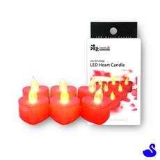 BS 파티용품 캔들 LED 하트 양초 6개입 건전지초 생일 프로포즈 100일 기념일 파티초 LED캔들