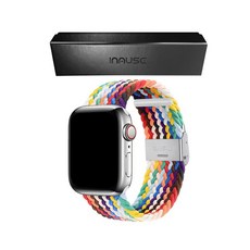 인뮤즈 애플워치 호환 6/SE/5/4/3/2/1 프리미엄 패키지 브레이드 클립밴드, 42/44mm, 레인보우