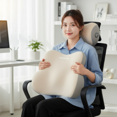 나나홈즈 말랑말랑 초밀착 등 허리 등받이 쿠션 사무실 차량용 운전, 아이보리