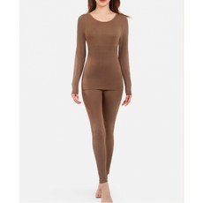 SAHINER 겨울 여성 기모 발열 무봉제 보온내의 상하세트 슬림핏 라운드넥 편안한 이너웨어 BBN02