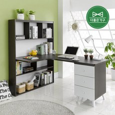 더좋은가구 1인용 3단 서랍 L자형 책상세트, 웬지화이트