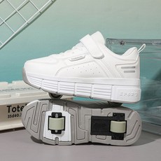 YU SHUAI 롤러 슈즈 워킹 신발 트윈 휠 보이지 않는 바퀴 달린 신발 탈부착 가능, 398 화이트 트윈 휠, 1개