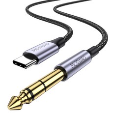 MOSWAG USB C to 6.35mm 1/4인치 TRS 케이블 3.28피트/1미터 타입 1/4 오디오 어댑터 Aux 잭 스테레오 구글 픽셀 4XL 갤럭시 노트 10+/S20, 6.6FT/2미터, Black, 1개