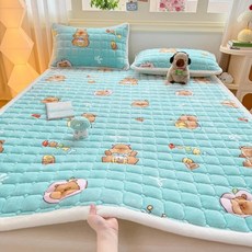 얇은토퍼 미끄럼 방지 겨울 가을 시트 싱글, 1cm, 카피바라 블루