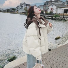 스타일닥터 여성숏패딩 컬러 블록 겨울패딩 보온 루즈핏 숏패딩