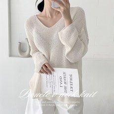 [순이] S.여성 썸머 시스루 그물 브이넥 니트, 아이보리