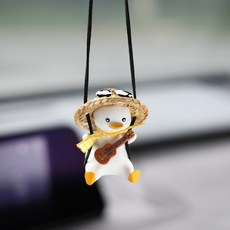 여성을 위한 사랑스러운 오리 자동차 장식품 타이어 스윙 인테리어 거울 펜던트, 11 K  Adorable Duck