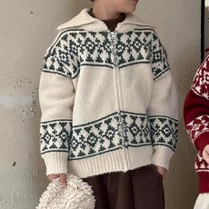 Arbe 兒童北歐風針織拉鍊外套