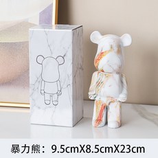 폭력적인 곰 장식품 창조적 인 재미있는 거실 TV 캐비닛 장식 어린이 돼지 저금통 트렌드 오피스 클럽 장식, 27cm, 컬러 대리석, 1개