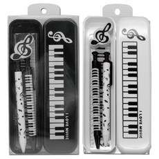 音樂文具組 鉛筆盒 尺 自動筆 橡皮擦, 1個, 白色