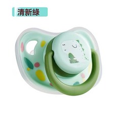 DIU 嬰兒食品級硅膠安撫奶嘴防脹氣寶寶安睡型安慰奶嘴磨牙牙膠收納盒, 1個, 如圖, 綠色【帶防塵蓋】+收納盒