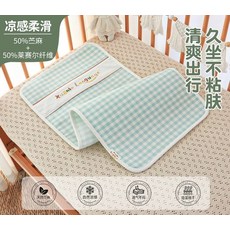 유모차 쿨시트 통풍 텐셀 라미 시원한 여름 신생아 유아차 방석, 맥 그린 화이트 맥 그린 화…자수 장방형 80*35cm
