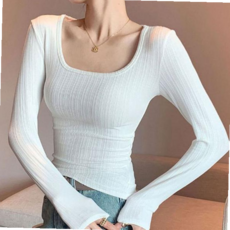 유넥 데일리 긴팔티 골지 여성 티셔츠 슬림 59000EA 1EA, 화이트 FREE