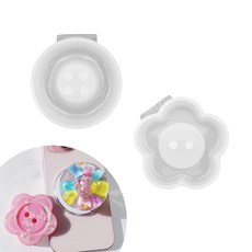 [마니랜드] 거대 단추 몰드 2종 세트, (2종 세트) 원형 단추+꽃 단추 몰드