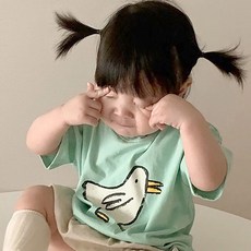 小不點兒 兒童短袖T恤 夏季上衣 韓版純棉男女寶寶糖果色百搭款