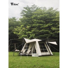 露露營 戶外露營野營黑膠屋脊速開自動帳篷 防雨防曬雙層帳篷, 1.季白黑膠款