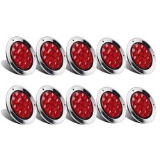 10PCS 4인치 트레일러 원형 IP67 빨간색 12LED 스톱 라이트 LED 방수 테일, Red
