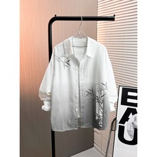 男童 春季新款 棉布襯衫 復古水墨漸染 長袖襯衣 中大童 外穿潮