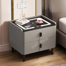 Haeif 무선충전 블루투스 2추 l 침대협탁 미화이트 스피커 USB 조립식, 1개, AG. 밝은 회색 더블 서랍 3색 무선충전