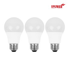 번개표 LED 화이트 전구 8W, 주광색, 3개