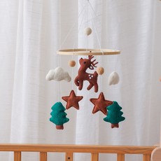 兒童手工毛氈牀鈴兒童房裝飾風鈴北歐風嬰兒牀掛件聖誕節禮物, 森林小鹿:如圖, 1個