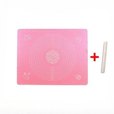 矽膠烘焙墊 附擀麵杖 不沾黏揉麵墊 糕點製作工具, 粉,50*40cm, 1個