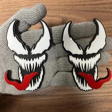 Venomous V2 엠블럼 3D 화난 맞춤형 베놈 배지 텅 교체 범용 자동차 바디 오토바이 SUV 도어 창문 장식용 (화이트), 화이트