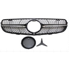 Benz GLC W253 16-18 GLC200 GLC220 GLC250 改裝 GLC43 AMG 水箱罩, 1個, 鍍鉻銀/黑底 有環景鏡頭款